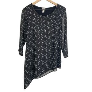 Travelers By Chicos Women’s Asymmetrical Polka Dot Blouse
